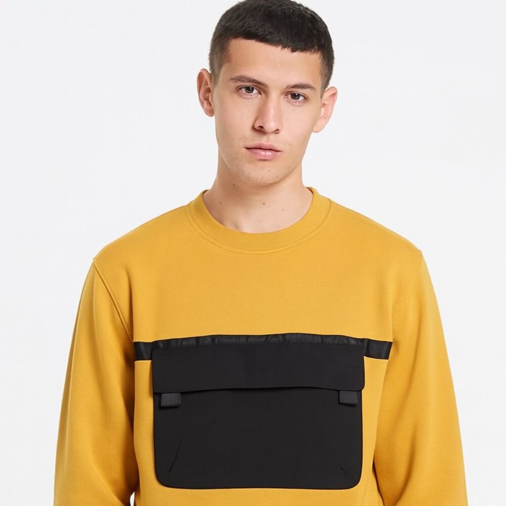 WeSC Miles Streetwear Utility Harvest Gold Pullover Fleece Sweatshirt LG NWT